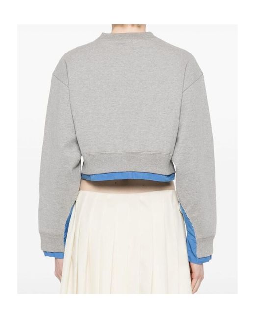 Miu Miu Gray Logo-Patch Cropped Sweatshirt