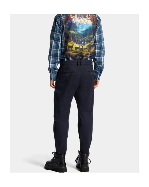 DSquared² Blue Dsquared Skipper Gathered-Knee Pants for men
