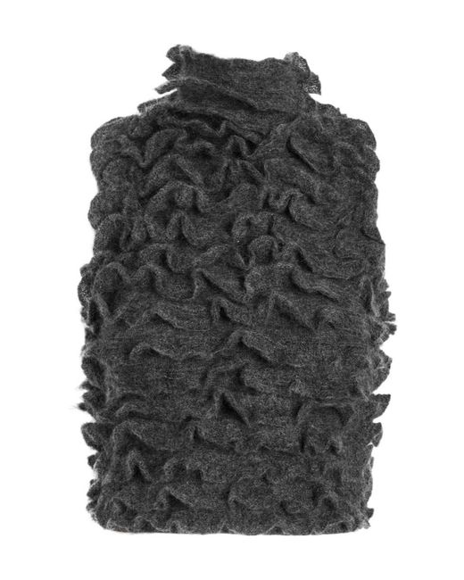 Alaïa Gray Ruffled Mohair-Blend Cropped Top