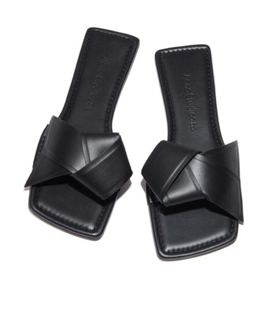 Acne Black Bow Detailed Slip-On Slides