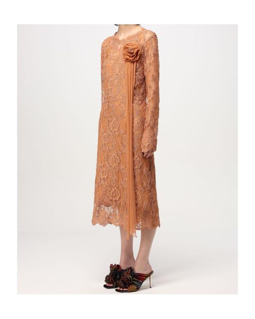 Ermanno Scervino Multicolor Floral-Lace Midi Dress