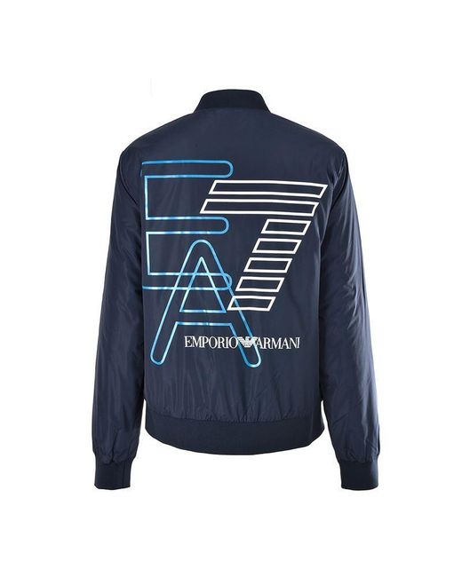 EA7 Blue Logo Zipper Casual Jacket