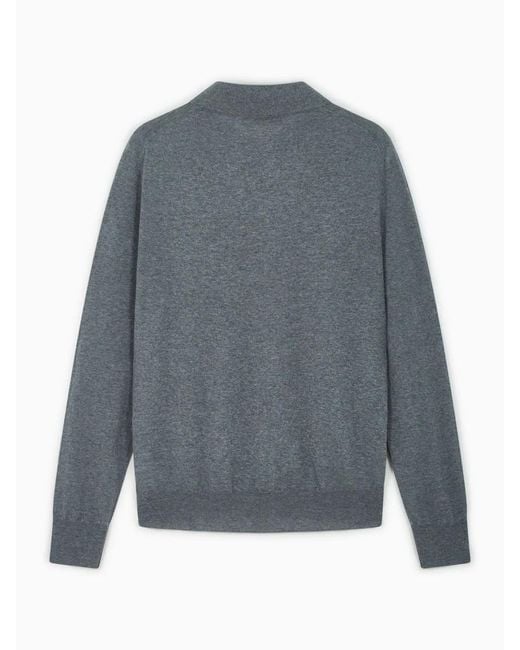 Canali Gray Long-Sleeve Polo Shirt for men