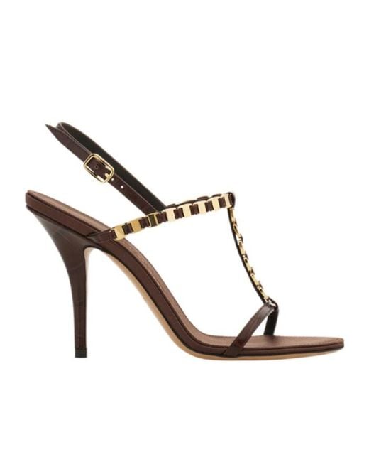 Ferragamo Metallic Vara Chain T-Strap Sandal