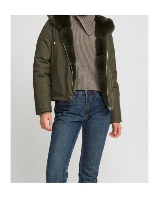 Yves Salomon Green Reversible Hooded Jacket