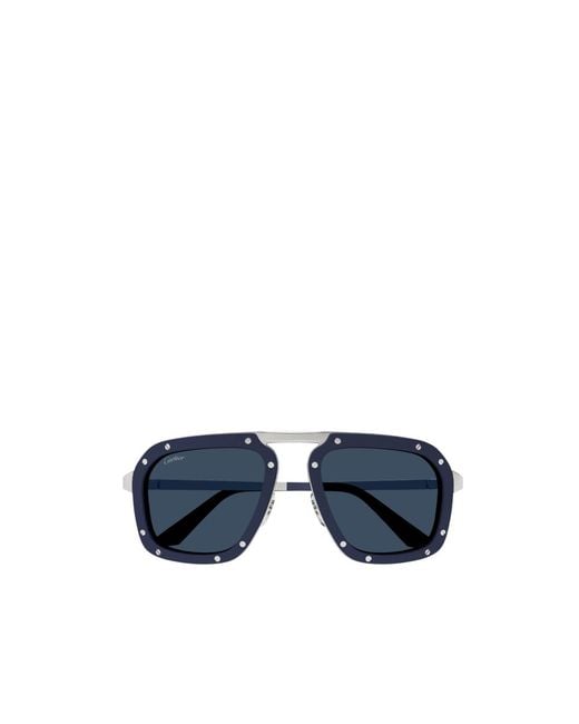 Cartier Blue Geometric Frame Sunglasses for men