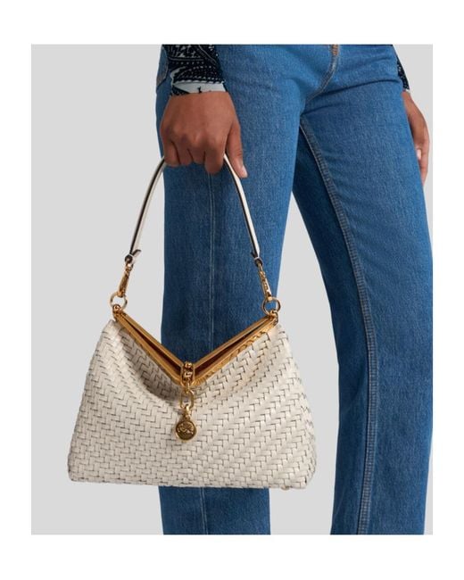 Etro Natural Vela Braided Shoulder Bag
