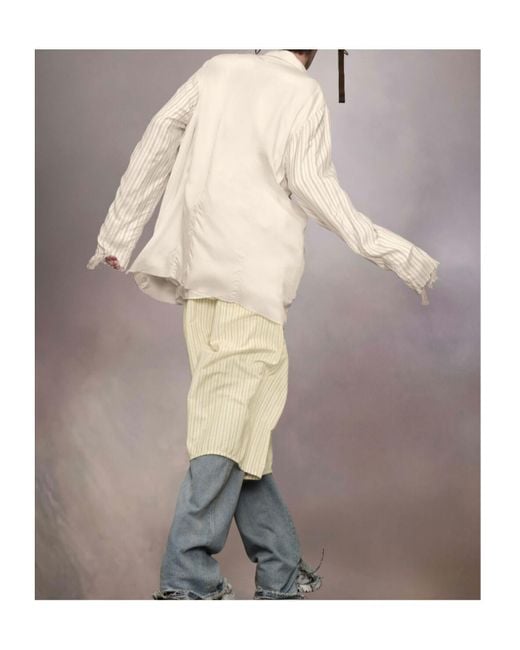 Maison Margiela White Raw-Edge Hem Buttoned Jacket for men