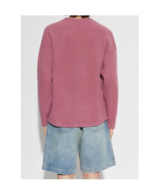 American Vintage Pink Relaxed Crew Neck Knitted Sweater for men