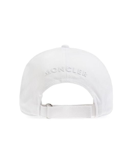 Moncler White Logo Patch Baseball Cap for men