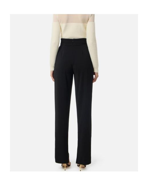 Elisabetta Franchi Black Lightweight Crêpe Trousers