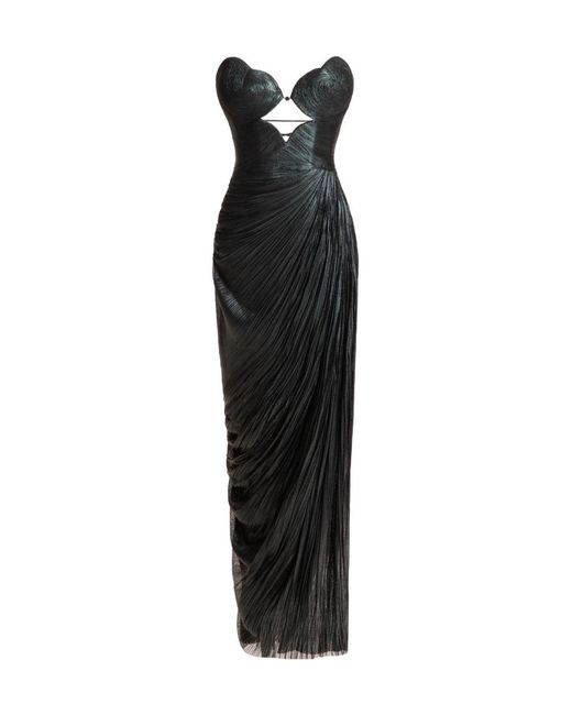 Maria Lucia Hohan Black Amishas *Icon Jungle Metallic Tulle Dress With Cut-Out And Side Slit