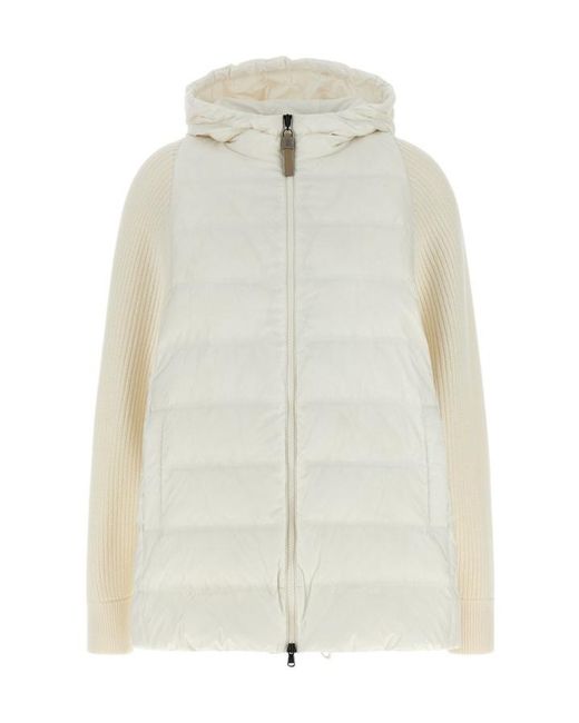 Brunello Cucinelli White Zip-Up Down Jacket