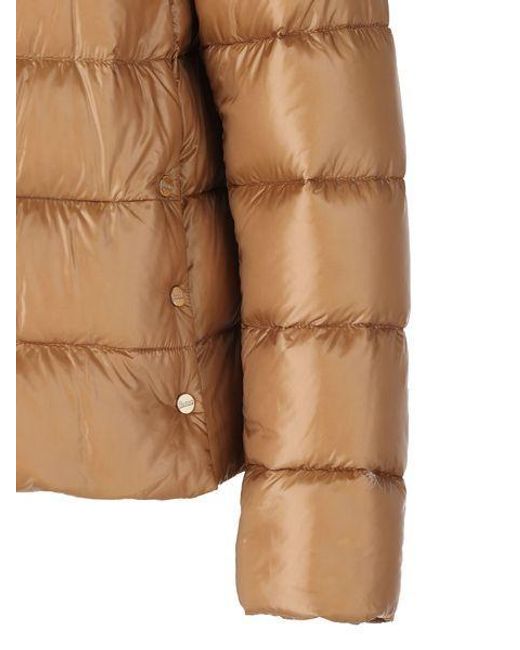 Herno Brown High-Neck Quilted Padded Jacket