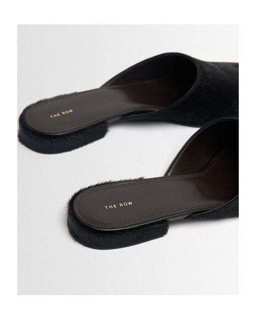 The Row Black Penelope Pony Skin Flat Mules