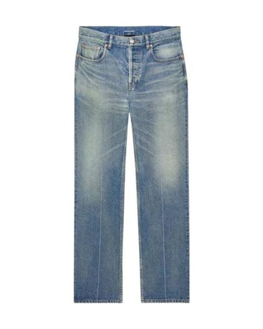 Saint Laurent Blue Tapered Mid Rise Jeans for men