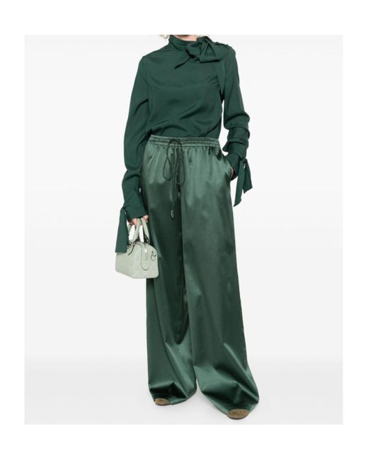 Ermanno Scervino Green Dark Blouse With Bow