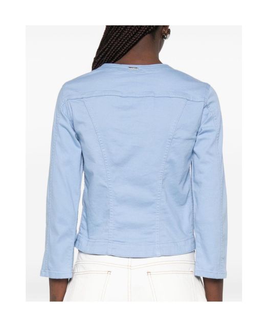 Liu Jo Blue Floral Chain Embellished Cropped Jacket