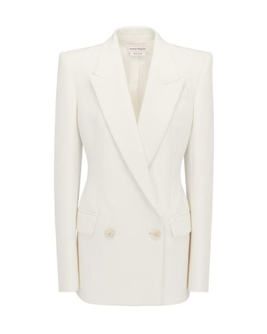McQueen White Double-Breasted Tailored Blazer
