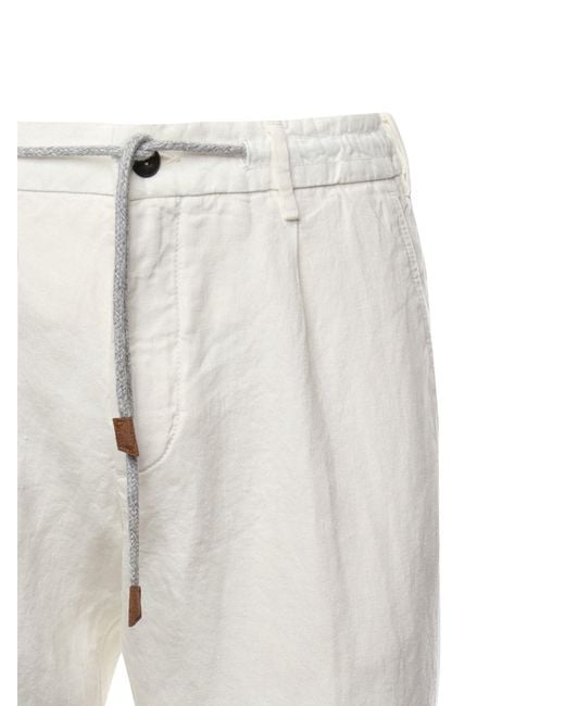 Eleventy White Drawstring Tapered Trousers for men
