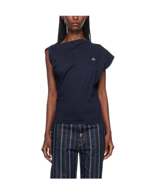 Vivienne Westwood Blue Irregular One-Sleeve T-Shirt