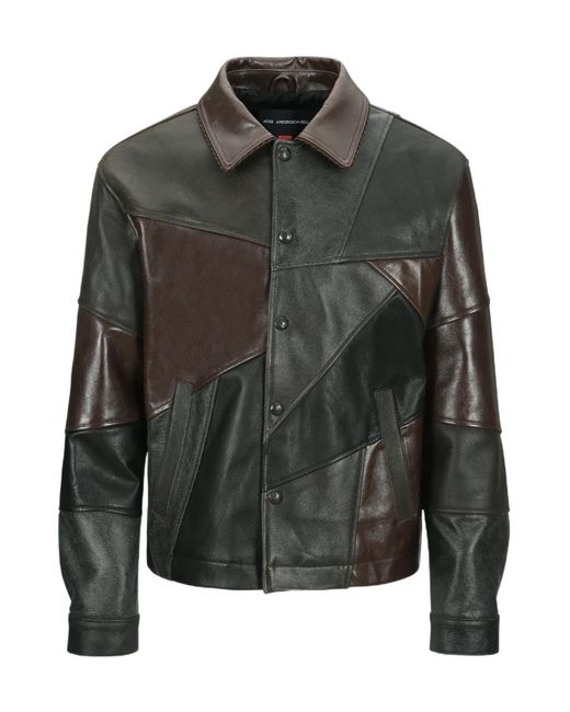 ANDERSSON BELL Black Patchwork Leather Jacket for men