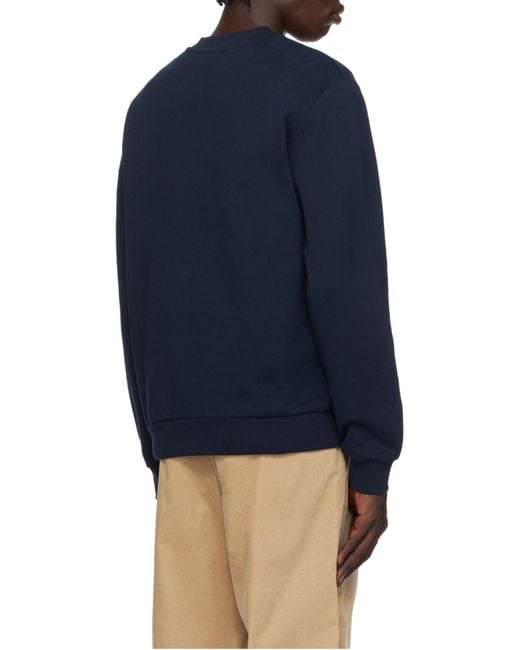 A.P.C. Blue Logo Embroidered Crewneck Sweatshirt for men