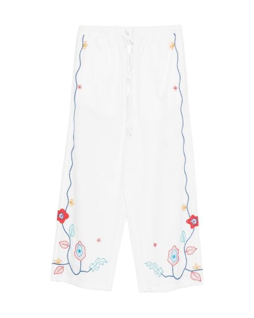 Forte_forte White Floral-Embroidered Trousers