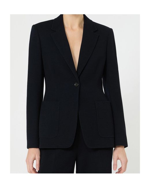 Max Mara Black Virgin Wool Single-Breasted Blazer