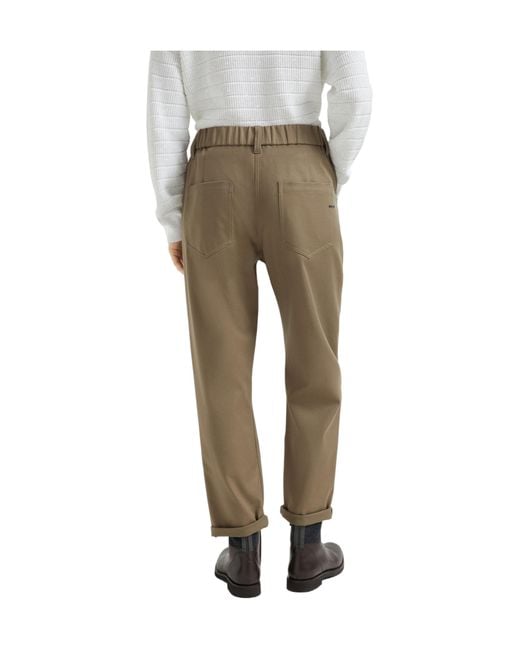 Brunello Cucinelli Gray High-Waisted Straight Leg Trousers
