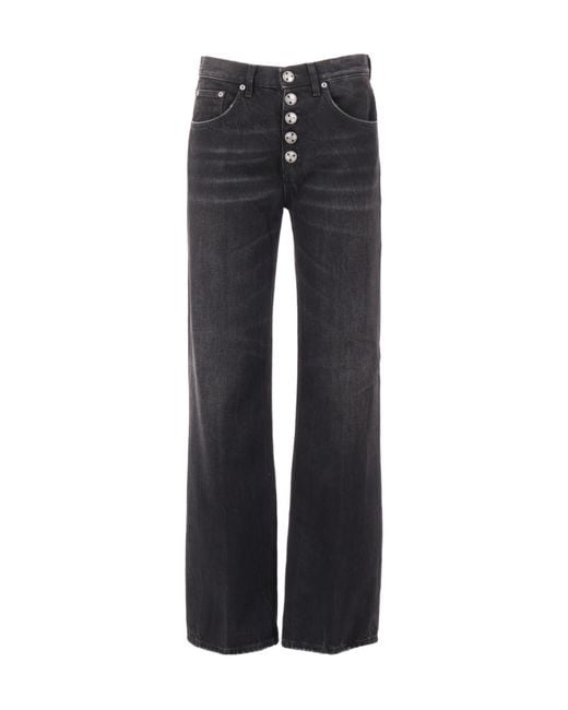 Dondup Black Jacklyn Wide-Leg Jeans