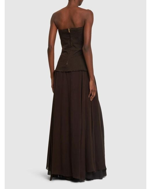Blumarine Brown Tube Top Sleeveless Dress