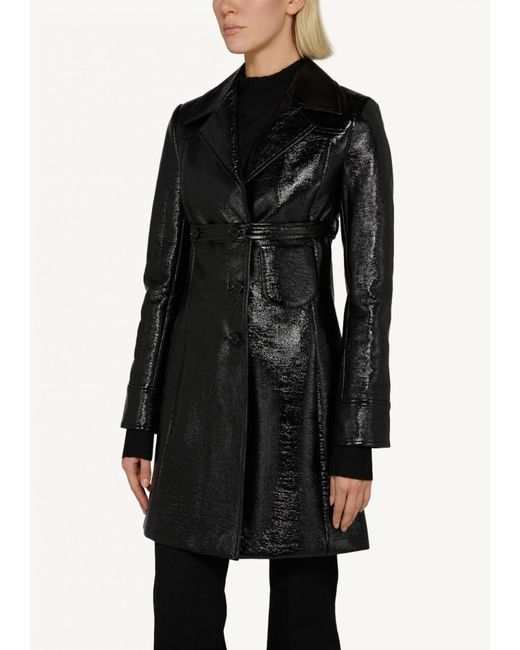 Courreges Black Courrèges Belted Short Heritage Vinyl Coat