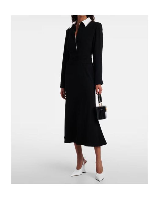 Roland Mouret Black Satin Crepe Midi Dress
