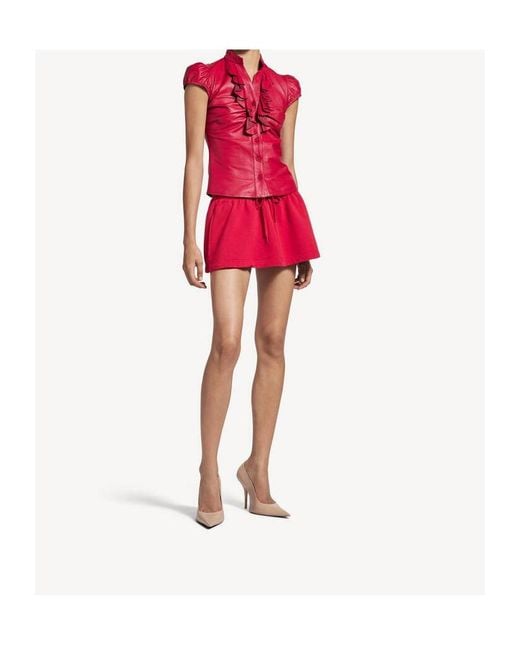 Balenciaga Red Football Shorts Drawstring Mini Skirt