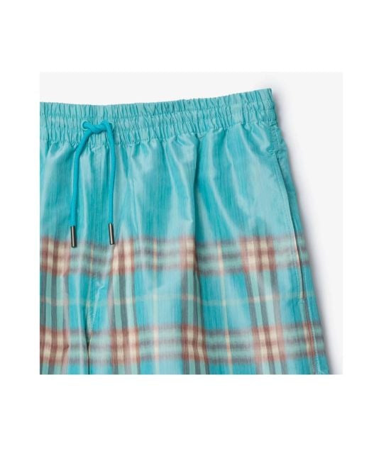 Burberry Blue Gradient Check Swim Shorts for men