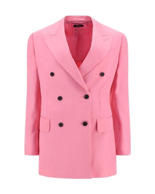 Tom Ford Pink Double-Breasted Tailored Blazer