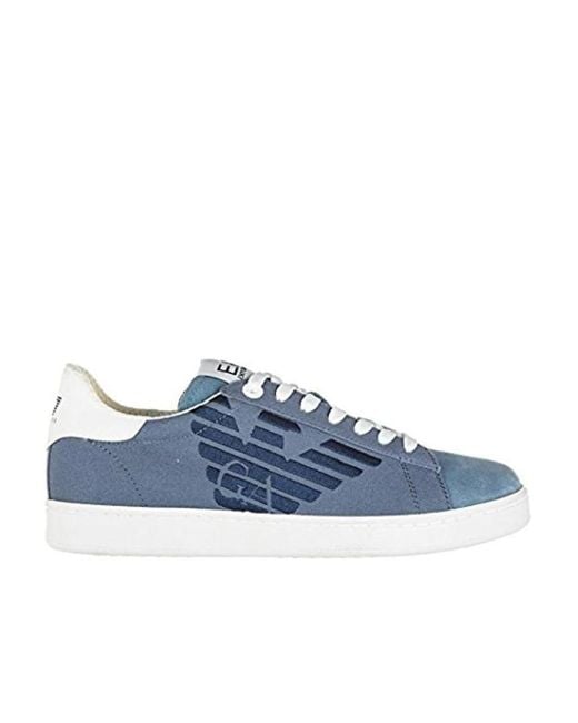 EA7 Blue Embroidered Logo Casual Sports Shoes for men