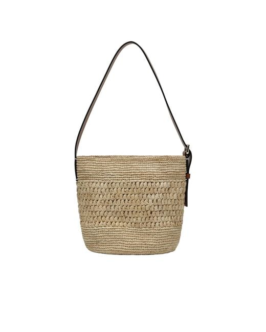 Manebí White Raffia And Leather Crossbody Bag