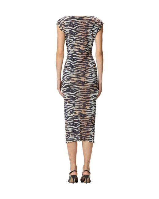 Pinko Multicolor Animal Printed Sheath Midi Dress