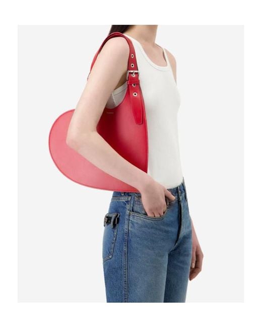 Coperni Red Belt Heart Tote Bag