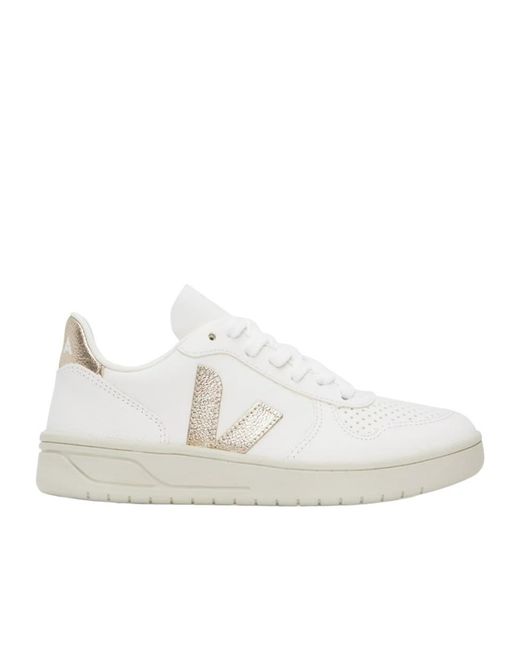 Veja White Low-Cut Skate Shoes With Splicing Design