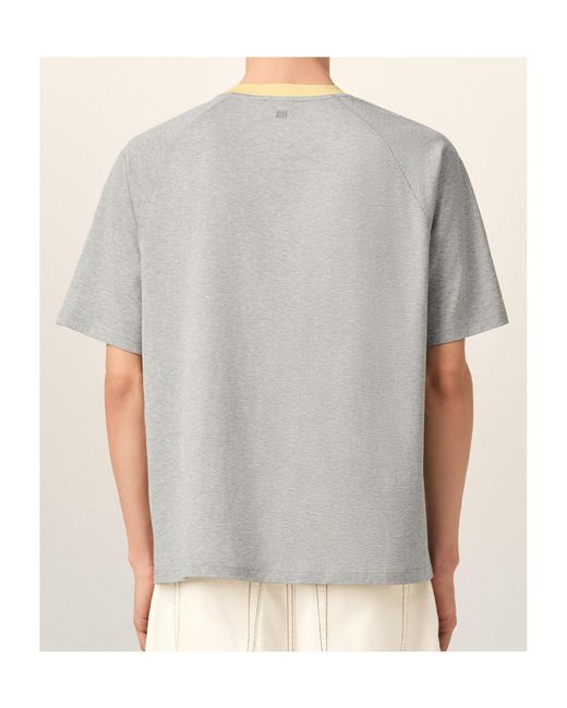 AMI Gray Ami Ami De Coeur Crewneck T-Shirt for men