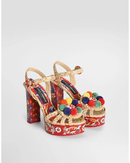 Dolce & Gabbana Red Keira Platform Sandals