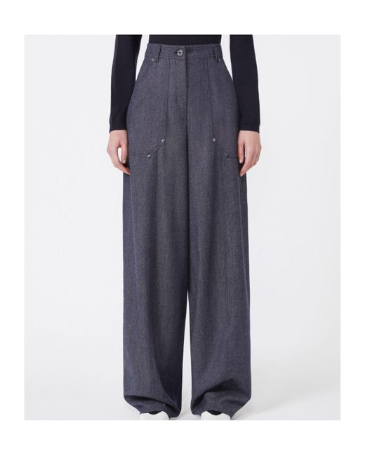 Max Mara Blue Abetaia Creased Trousers