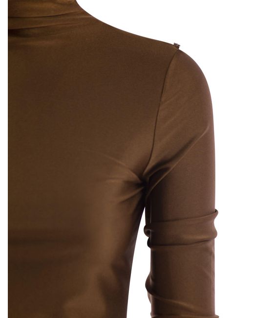 Sportmax Brown Stiria Long-Sleeve Dress