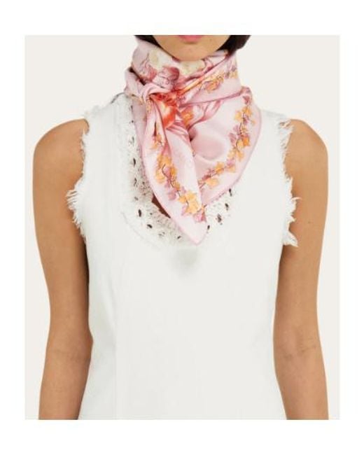 Ferragamo Pink Ferragamo Eden Shoes Printed Square Scarf