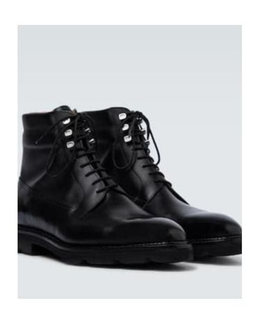 John Lobb Black Alder Leather Lace-Up Boots for men