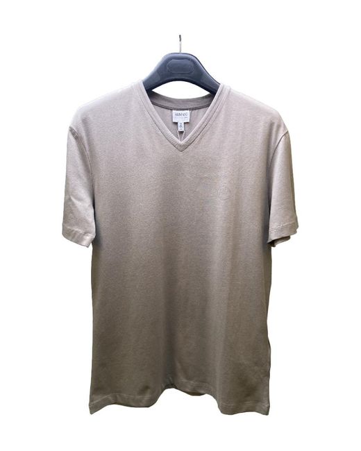Armani Collezioni Gray Logov Collar T-Shirt for men