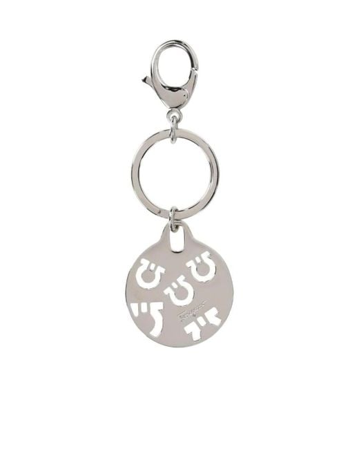 Ferragamo White Logo Keychain